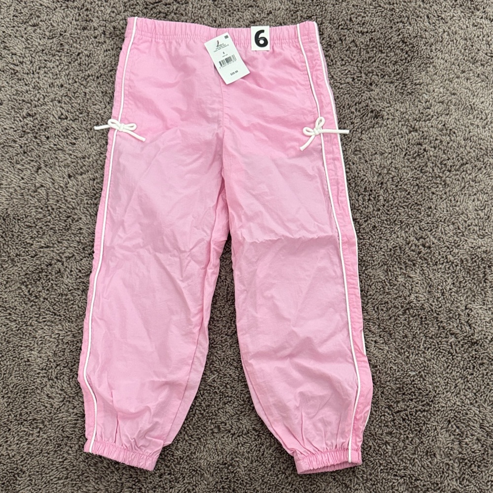 Girls' Pink Windbreaker Jogger Pants with Side Piping